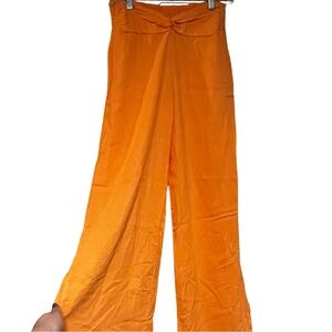 NWOT Orange‎ Ban Jara Linen Blend Wide Leg Flare Pants Women's Size Small